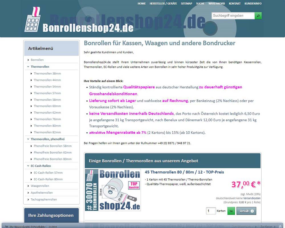 Bonrollenshop24.de - Ansicht aus dem Jahr 2017