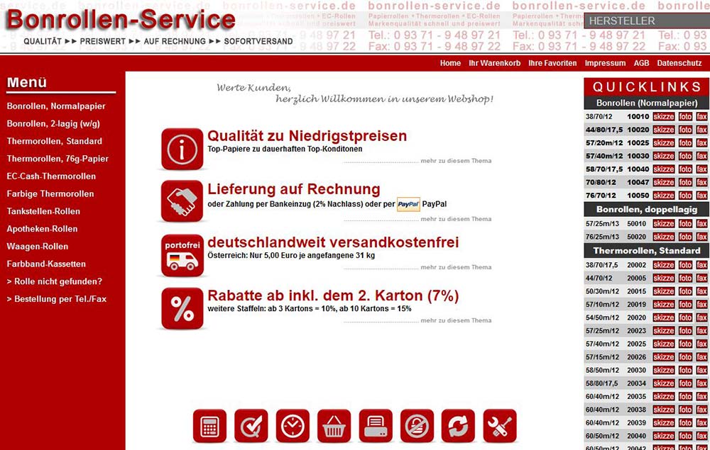 Bonrollen-Service.de - Ansicht aus dem Jahr 2010