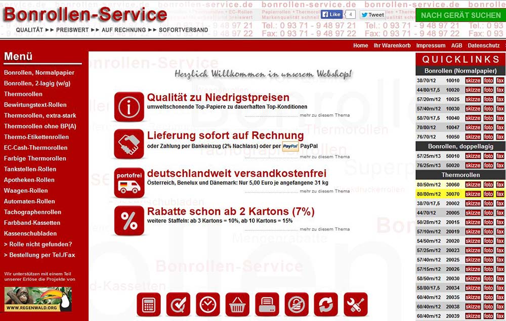 Bonrollen-Service.de - Ansicht aus dem Jahr 2013
