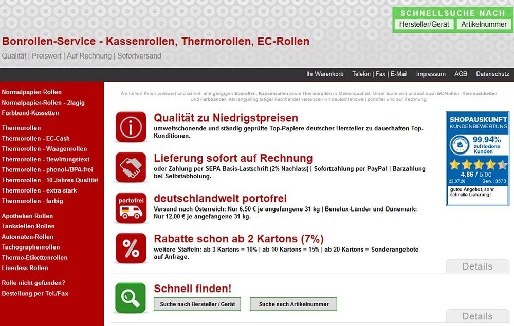 Bonrollen-Service.de - Ansicht aus dem Jahr 2017